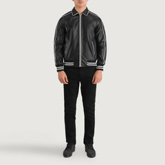 Jopar Black Leather Varsity Jacket