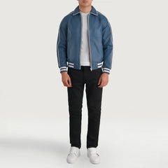 Jopar Blue Leather Varsity Jacket