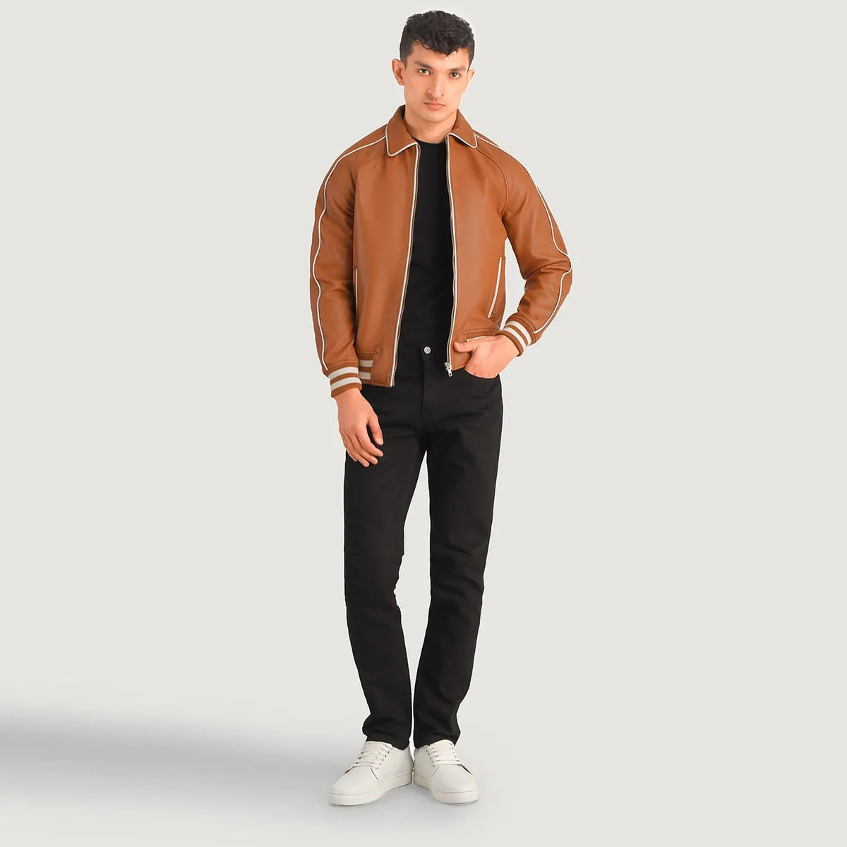 Jopar Brown Leather Varsity Jacket