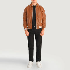 Jopar Brown Leather Varsity Jacket