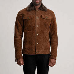 Orvos Brown Suede Trucker Jacket