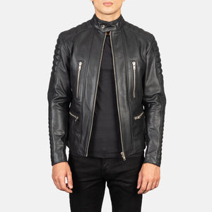 Ninan Black Leather Biker Jacket