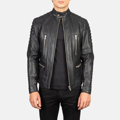 Ninan Black Leather Biker Jacket