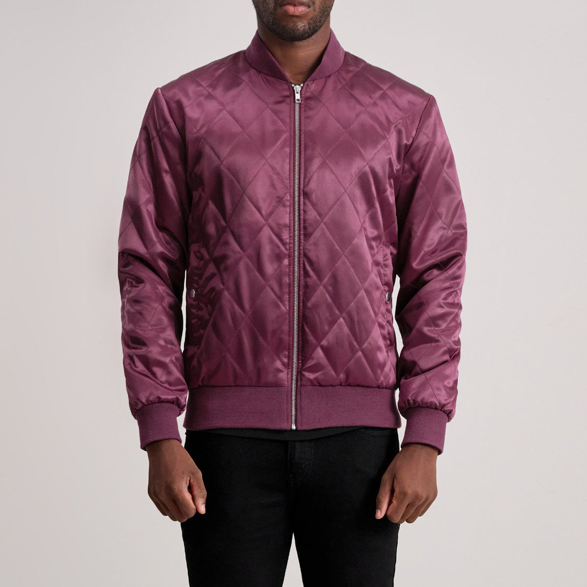 Risan Maroon Leather Quilted Varsity Jacket