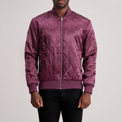 Risan Maroon Leather Quilted Varsity Jacket