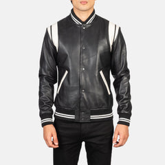 Kegan Black Leather Varsity Jacket