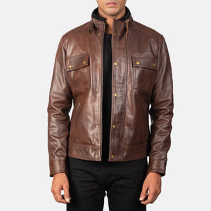 Simion Brown Leather Biker Jacket