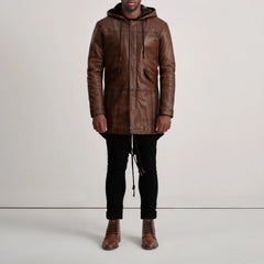 Damon Brown Leather Parka Jacket