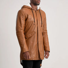 Damon Tan Leather Parka Jacket