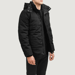 Ravix Black Leather Hooded Jacket