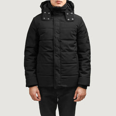 Ravix Black Leather Hooded Jacket