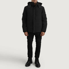Ravix Black Leather Hooded Jacket