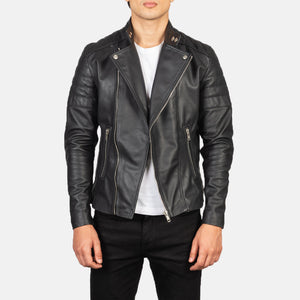 Sador Black Leather Biker Jacket
