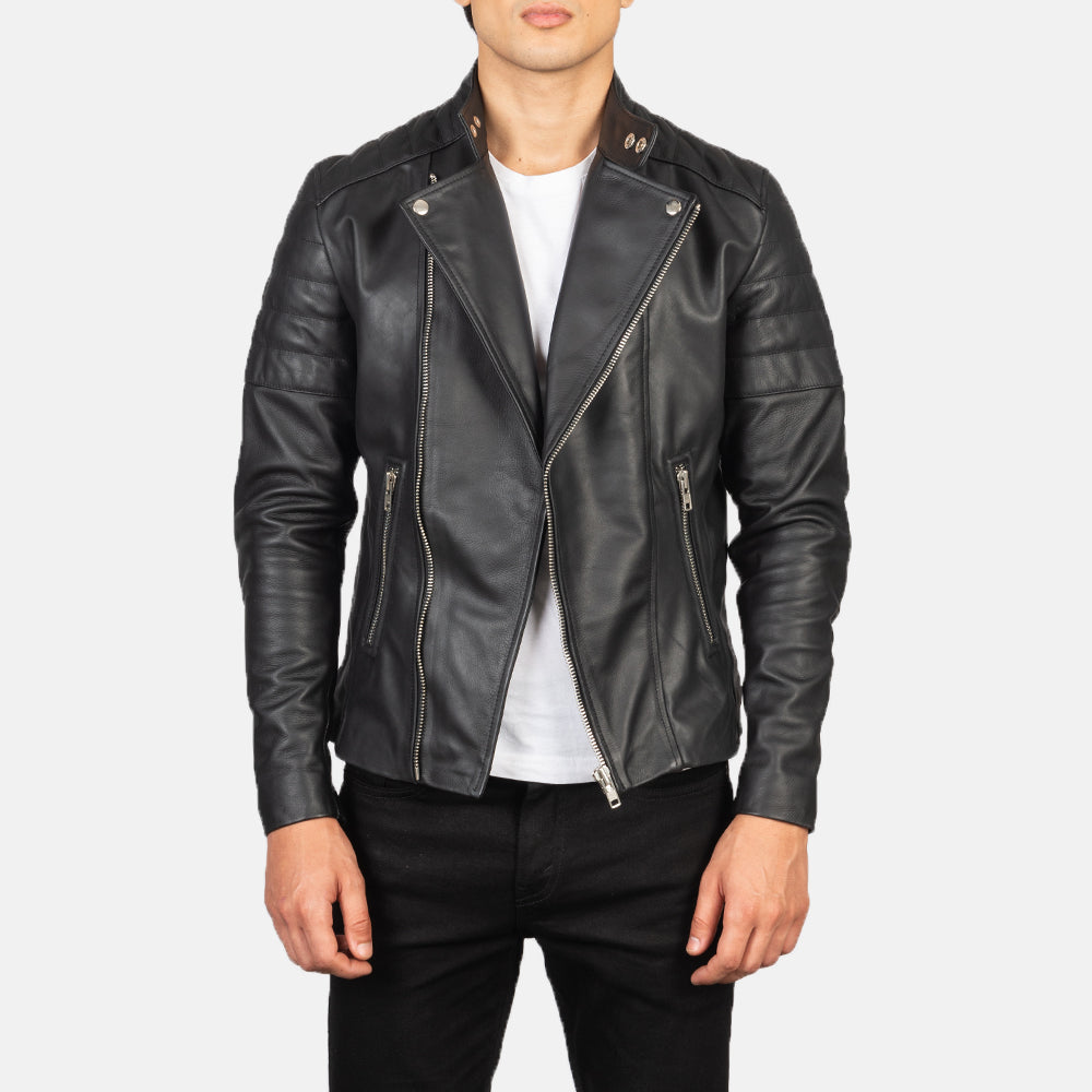 Sador Black Leather Biker Jacket