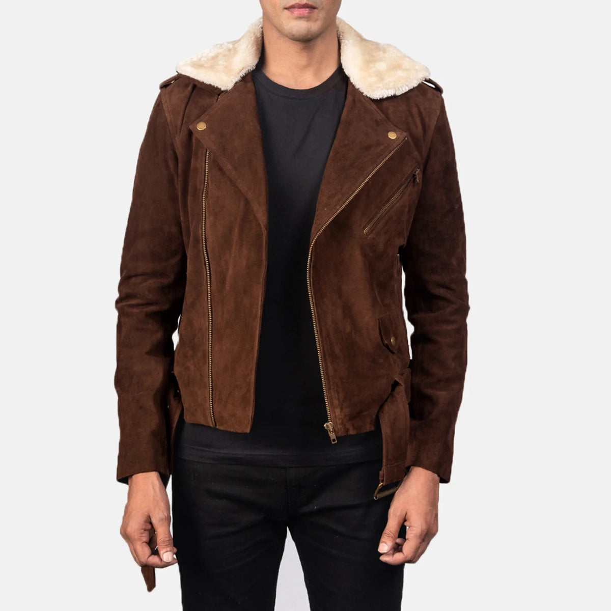 Rikon Mocha Suede Biker Jacket