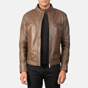 Natis Mocha Leather Biker Jacket