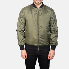 Vevet Green Leather Bomber Jacket