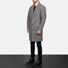 Wylen Grey Leather Coat Jacket