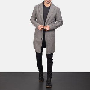 Wylen Grey Leather Coat Jacket