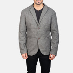 Suros Grey Leather Blazer Jacket