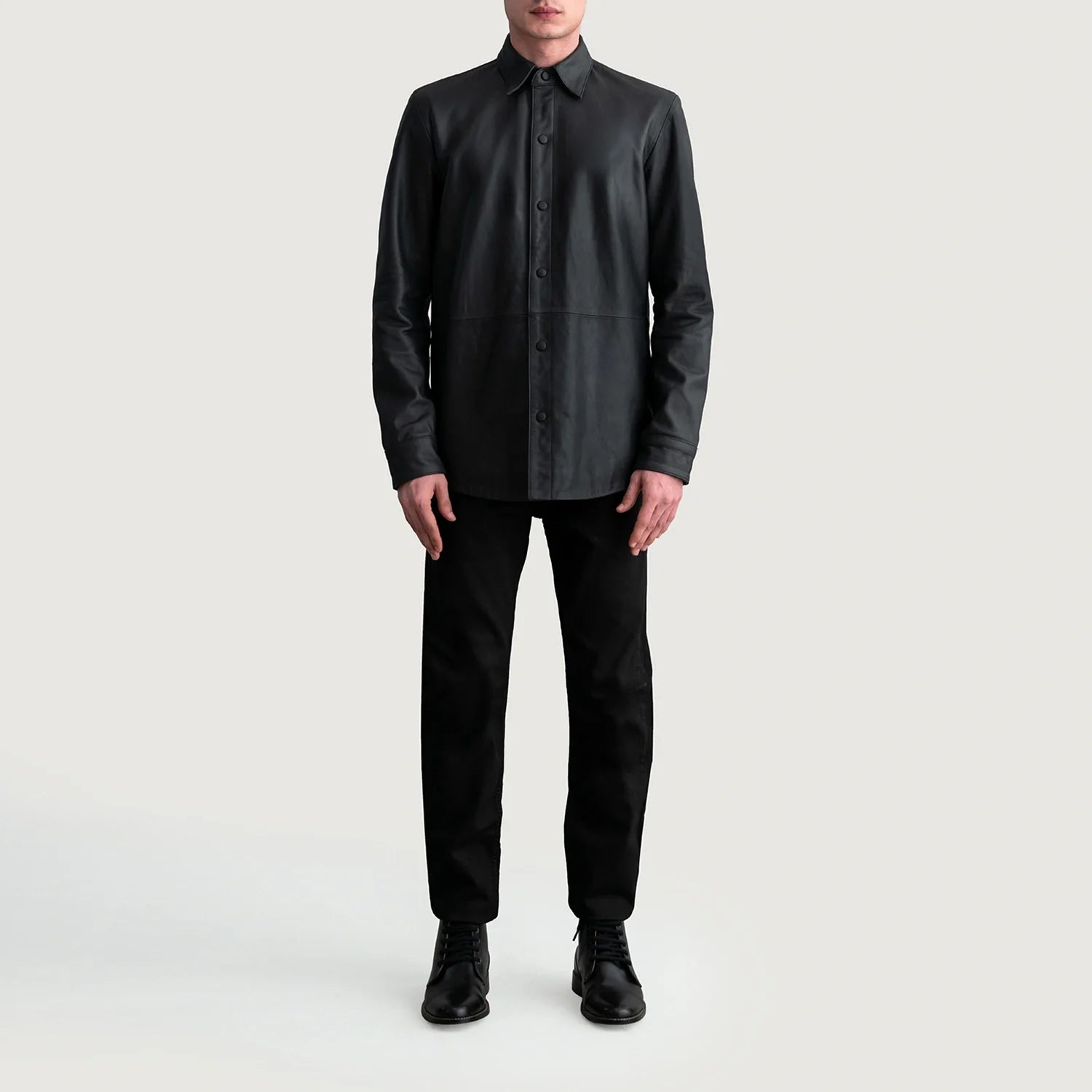 Haven Matte Black Leather Shirt