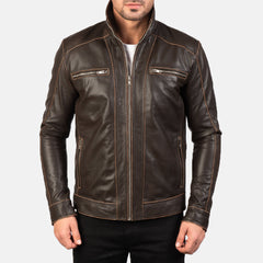 Ririon Brown Leather Biker Jacket