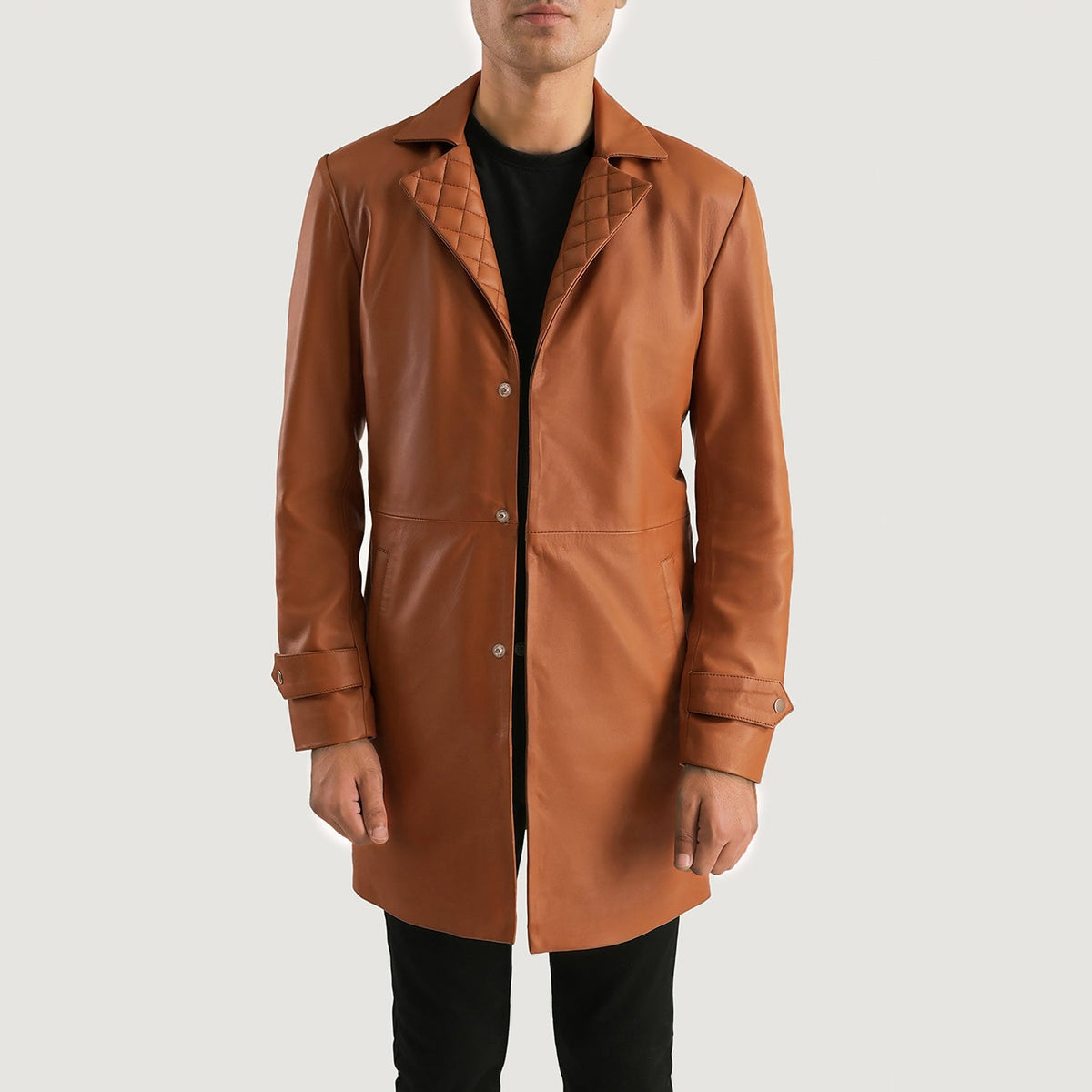 Vebian Brown Leather Coat Jacket