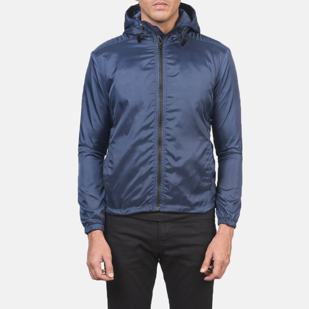 Lerel Blue Leather Hooded Jacket