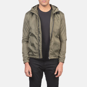 Lerel Green Leather Hooded Jacket