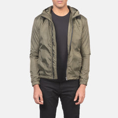 Lerel Green Leather Hooded Jacket