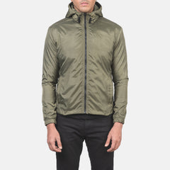 Lerel Green Leather Hooded Jacket