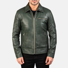 Wytos Green Leather Biker Jacket
