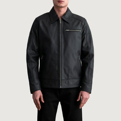 Wytos Black Leather Biker Jacket