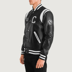 Lekas California Black Leather Varsity Jacket