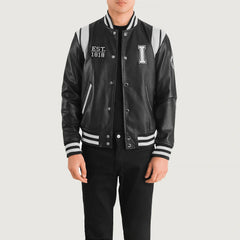 Lekas Illinois Black Leather Varsity Jacket