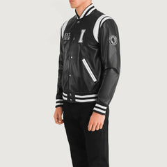 Lekas Illinois Black Leather Varsity Jacket