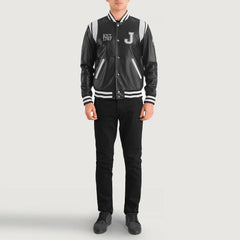 Lekas New Jersey Black Leather Varsity Jacket