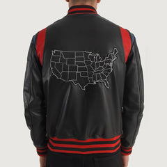 Lekas USA Black Leather Varsity Jacket