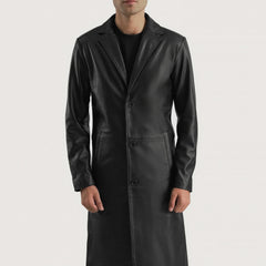 Kavas Black Leather Coat Jacket