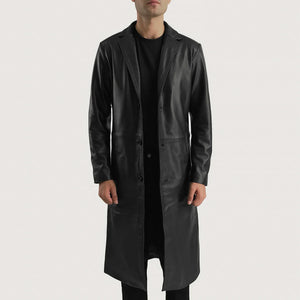 Kavas Black Leather Coat Jacket
