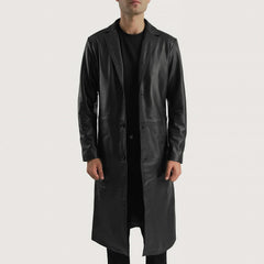 Kavas Black Leather Coat Jacket