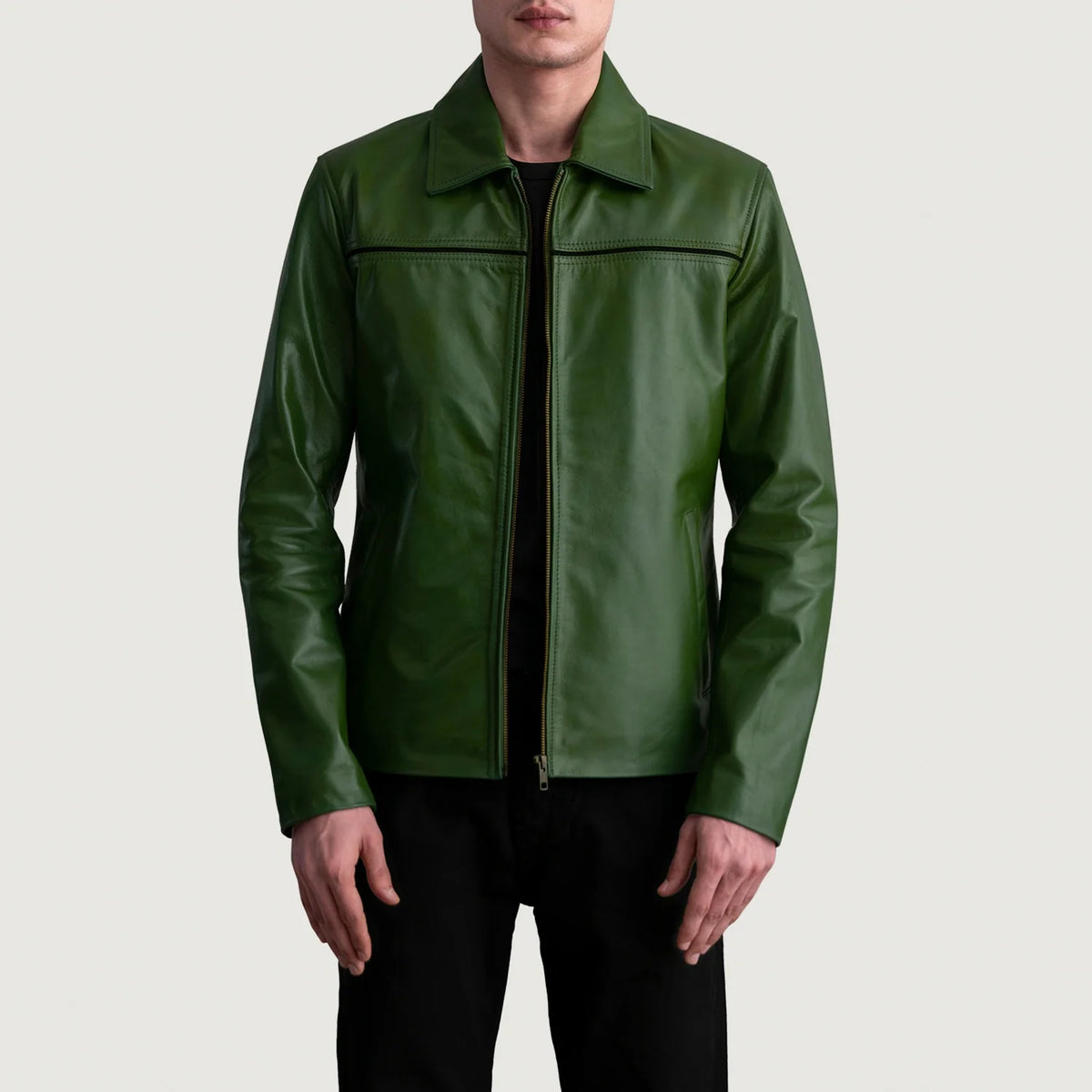 Zanan Green Leather Jacket