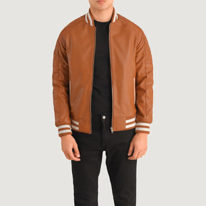 Elnus Brown Leather Varsity Jacket