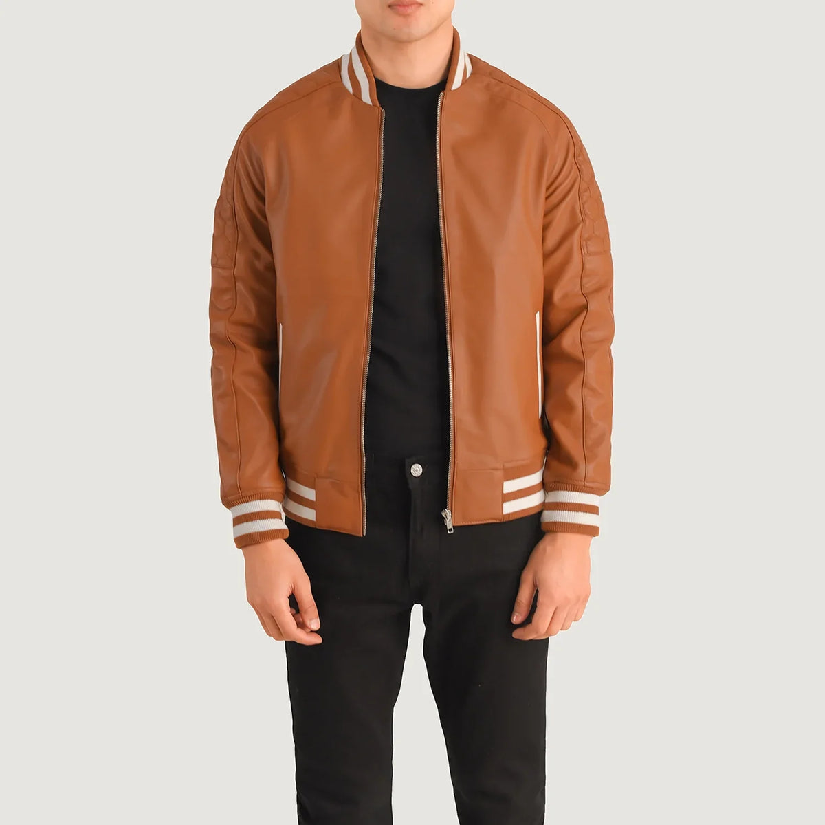 Elnus Brown Leather Varsity Jacket