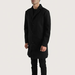Wylen Black Leather Coat Jacket