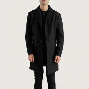 Wylen Black Leather Coat Jacket