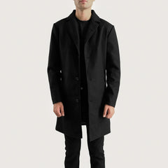 Wylen Black Leather Coat Jacket