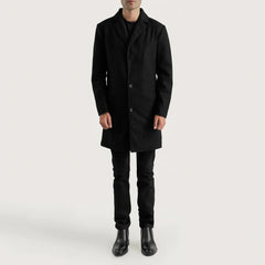 Wylen Black Leather Coat Jacket