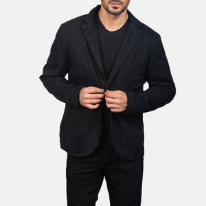 Suros Black Leather Blazer Jacket