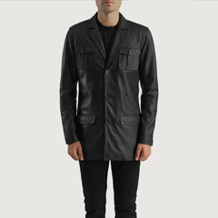 Riker Black Leather Blazer Jacket